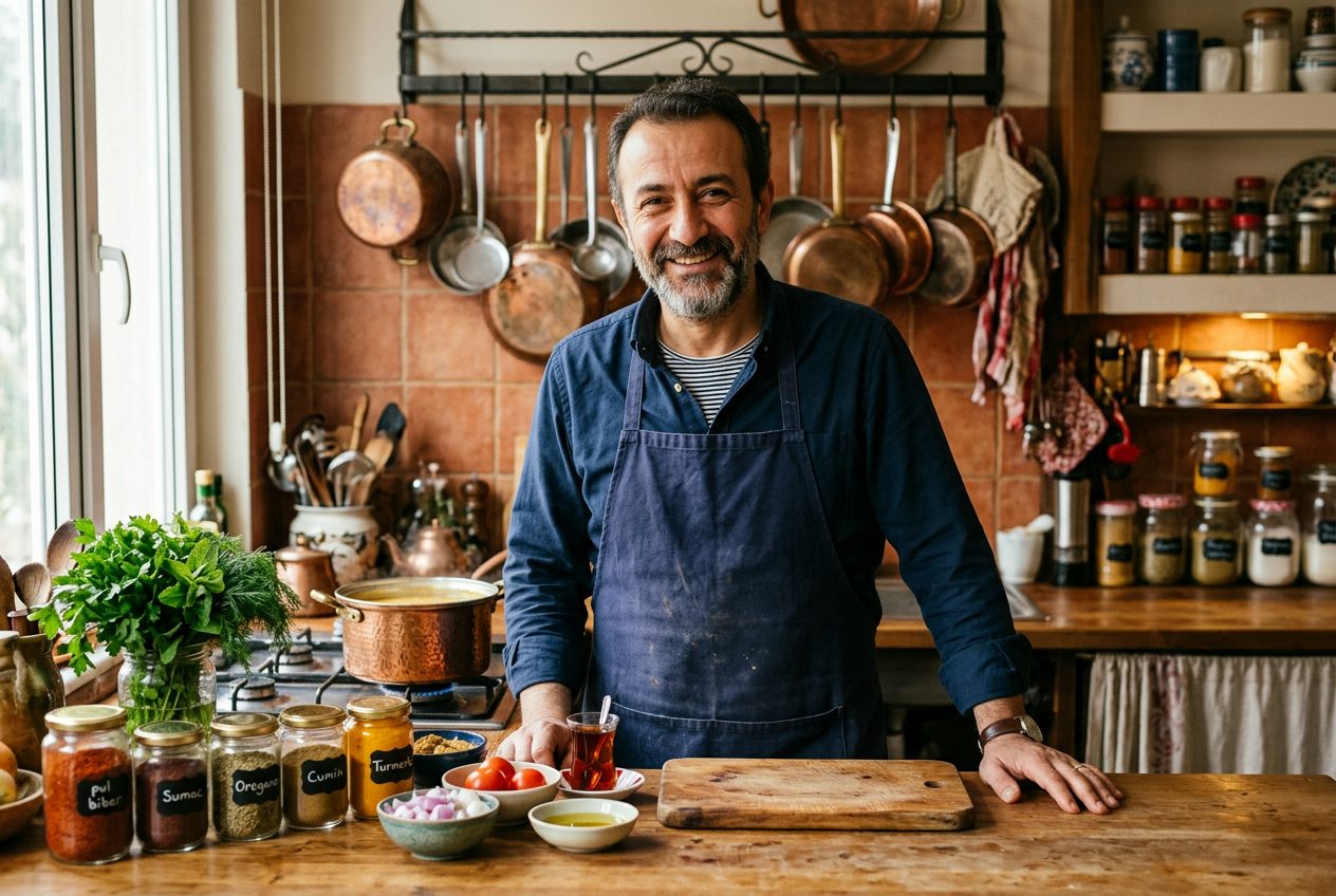Murat Doğan in his kitchen